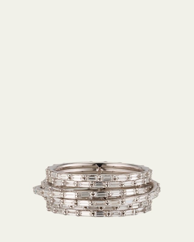 14K White Gold Baguette Diamond Kinetic Ring